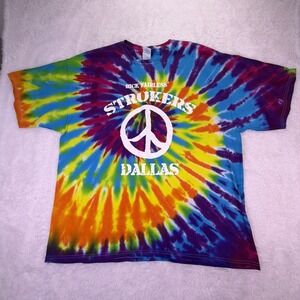 VTG Rick Fairless Strokers Dallas Custom Choppers Tie Dye Shirt Mens 3XL